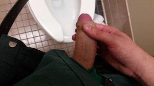 Young Stud Cums All Over Public Restroom