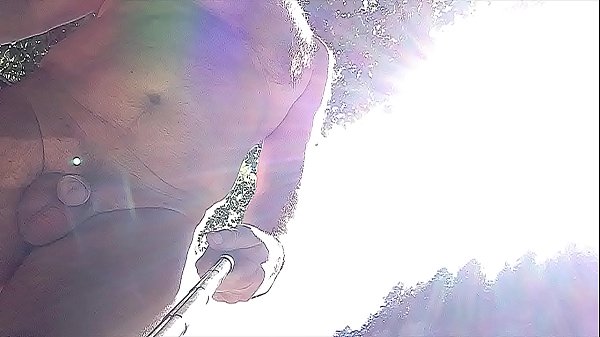 uncut nudist chubby enjoying some wet fun