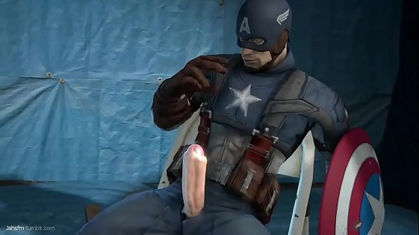Captain america stroke his big white cock