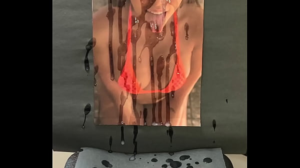 Cum tribute for a bikini clad slut on her knees