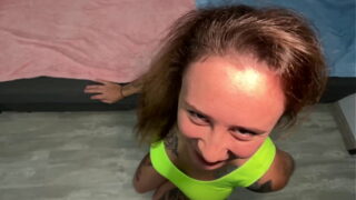 Slutty runner Foxy Elise wanted a glass of water, but got a big cock and cum on her face instead